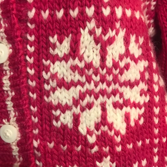 Vintage thick 80s sweater thick warm hot pink boho grammacore grandpa cardigan - Picture 4 of 11